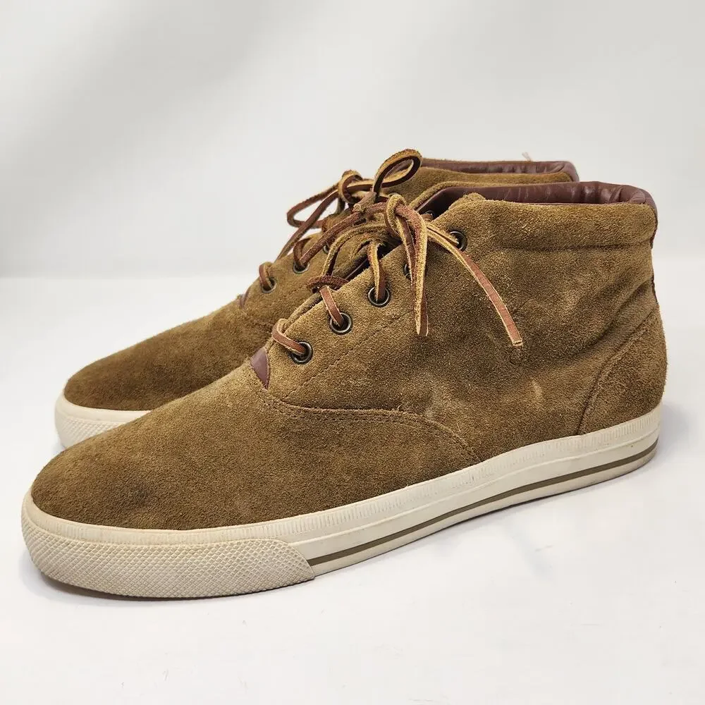 Polo Ralph Lauren Zale Tan Oiled Suede Chukka High Top Sneaker Men Size 9.5 D